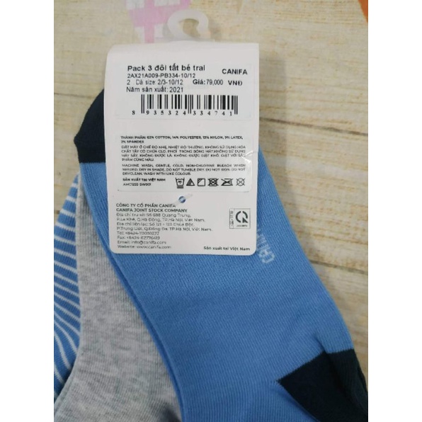 Set 3 đôi tất bé trai Canifa