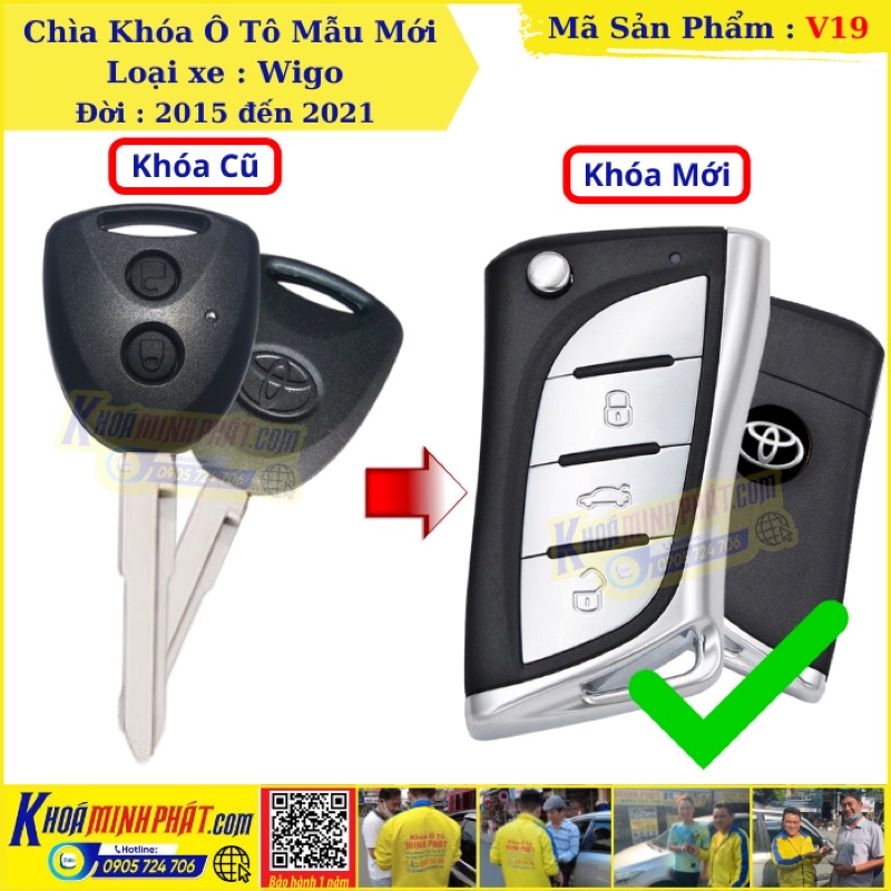 Độ Chìa khóa gập Toyota Wigo mẫu V19