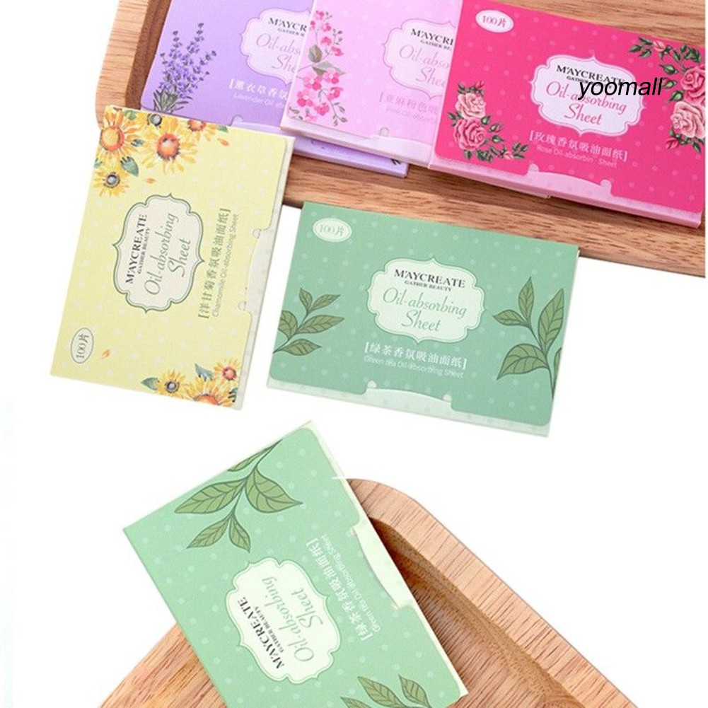 [Hàng mới về] Bộ 100 Giấy Thấm Dầu Chiết Xuất Thực Vật Thoáng Khí Tiện Dụng Cho Trang Điểm