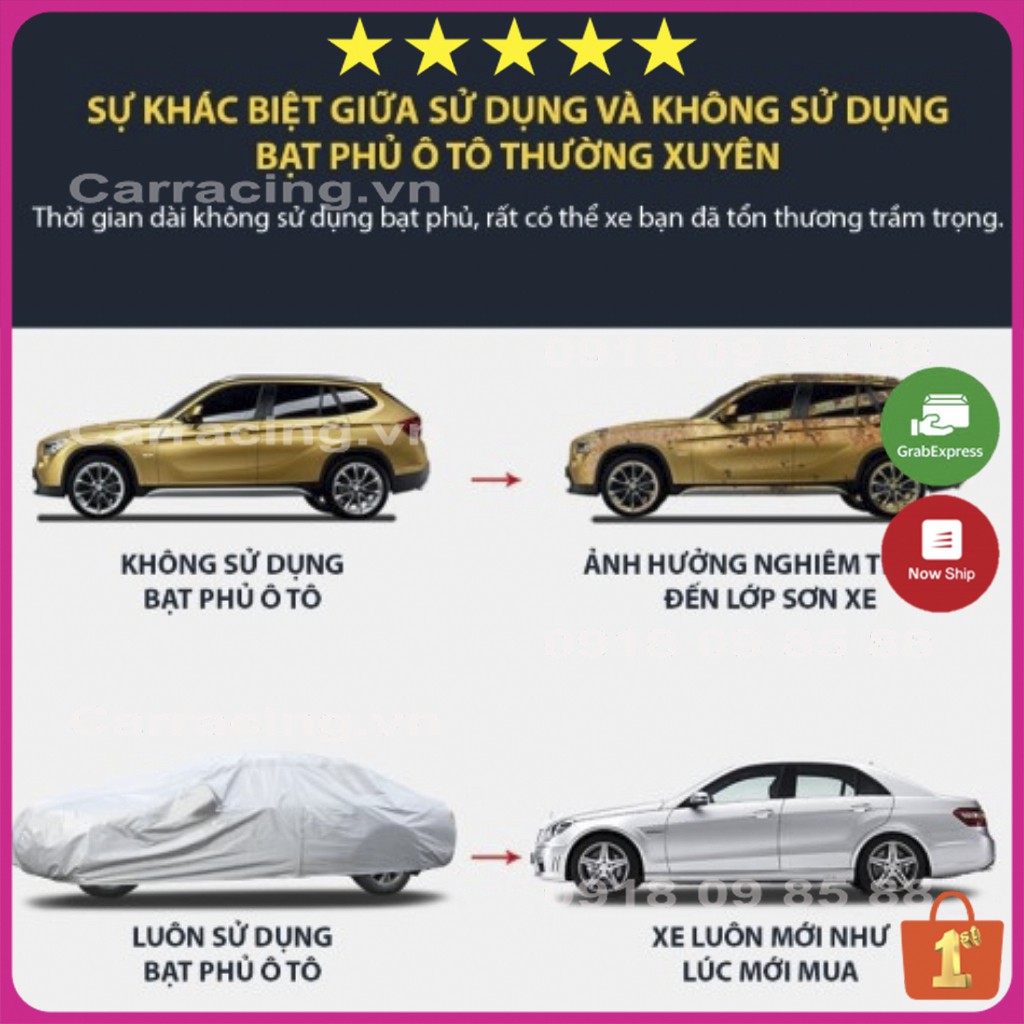 Bạt phủ xe ô tô CARRACING VA01 Bạt Phủ Ô TÔ ⛈️Chống 250%⛈️ nóng mưa ⛈️ xước ⛈️ Xe Hơi 4 chỗ , 5 Chỗ , 7 chỗ , Bán Tải | BigBuy360 - bigbuy360.vn