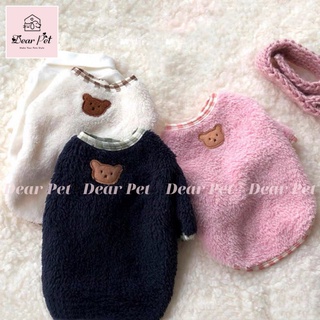 DP251- Áo lông hình gấu ba màu sắc xinh xắn cho chó mèo, quần áo thú cưng