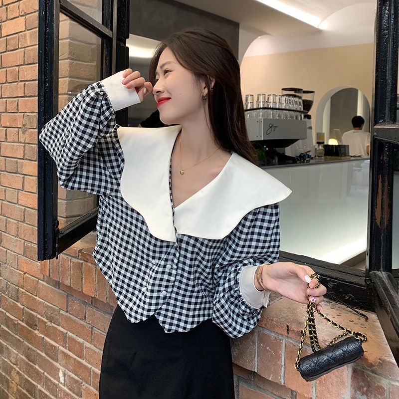 Áo Sơ Mi Caro Tay Dài Phong Cách Retro Mới Cho Nữ