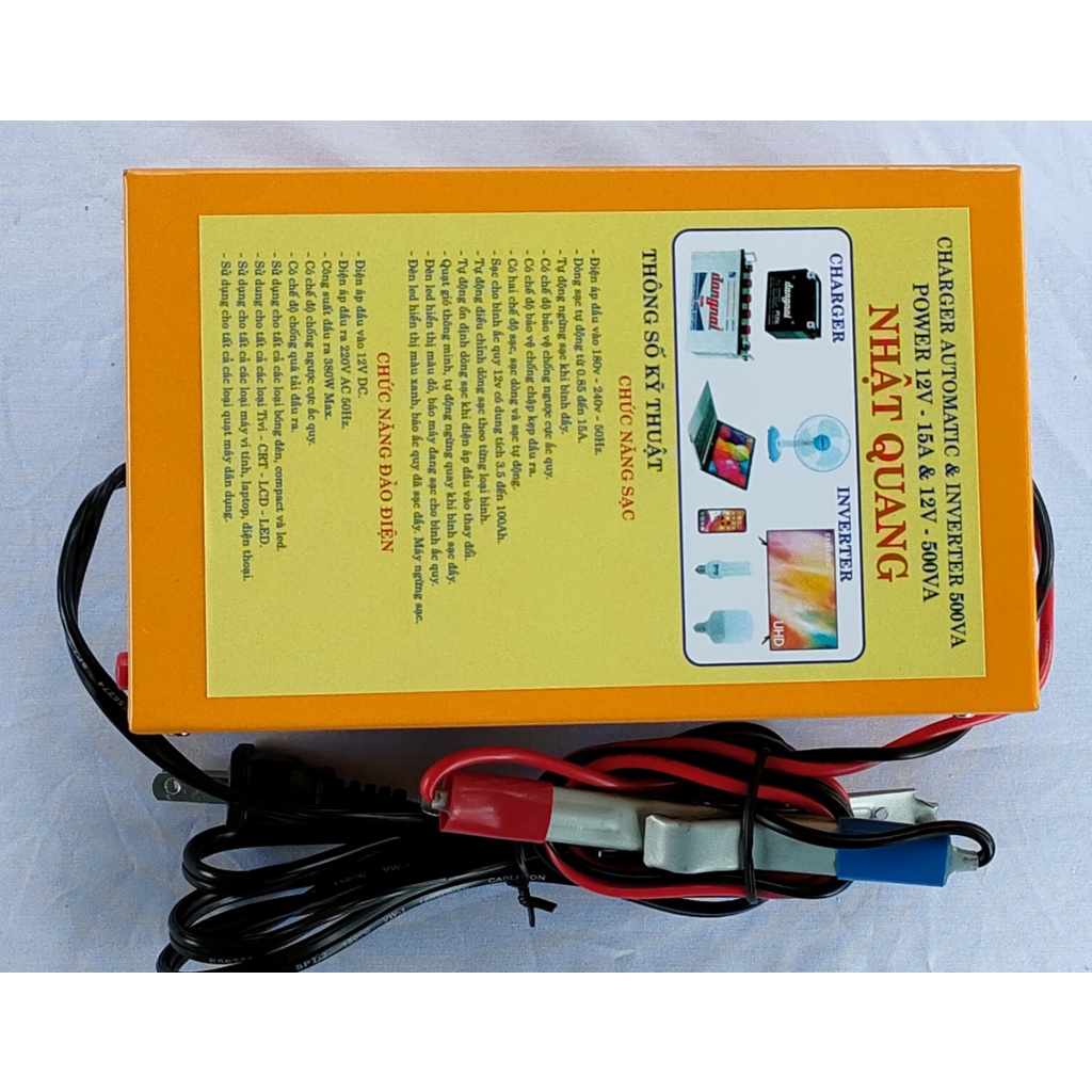 Máy sạc bình ắc quy 12v tự động  và đảo điện 12vDC ra 220v AC