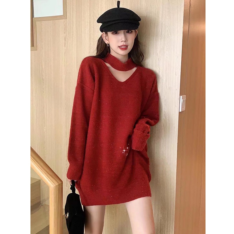 Áo Len Khoét Cổ Mặc Giấu Quần Hàng Quảng Châu M1068-Violet