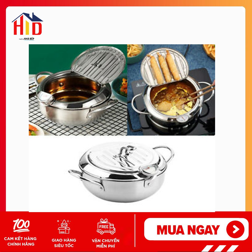 [HÀNG MỚI VỀ] Nồi chiên rán có đo nhiệt độ FRYER POT dung tích lớn 3,4 lít dùng được cho cả bếp từ