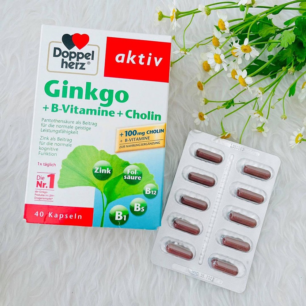 Viên uống Ginkgo bổ não và thần kinh Doppel Herz hộp 40 viên Hàng Đức