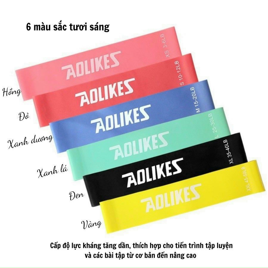 Dây kháng lực miniband tập gym chân mông tay đùi cao su đàn hồi (set 6 Màu )
