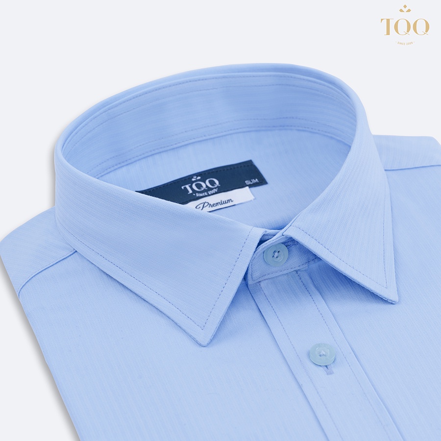 Áo sơ mi nam ngắn tay TQQ K512CB màu xanh biển dáng Slimfit tôn dáng hiện đại