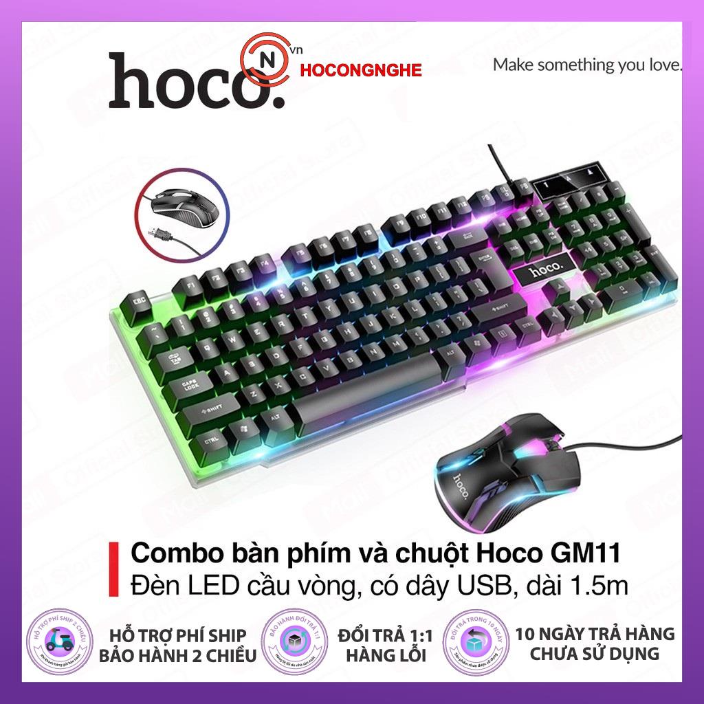 CHÍNH HÃNG  Bộ bàn phím máy tính chuột máy tính có dây, bàn phím gaming, chuột gaming, chuột Hoco GM11 có LED - CCN