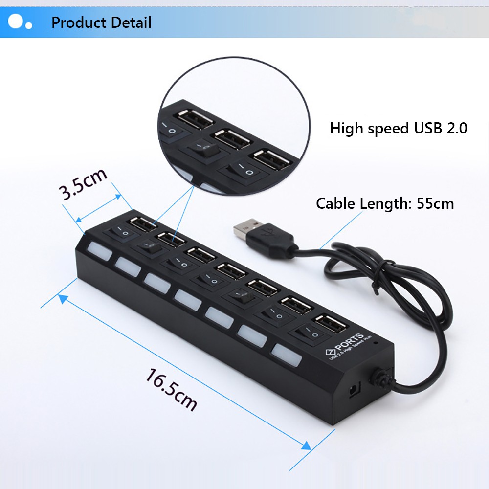 Hub chia 7 cổng USB USB 2.0 JDL-A7 tốc độ cao