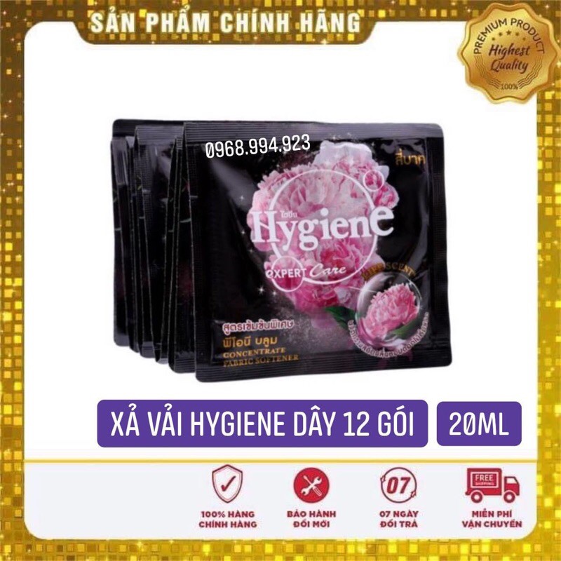 1 Dây 12 gói nước xả vải đậm đặc hygiene 20ml x12 màu đen