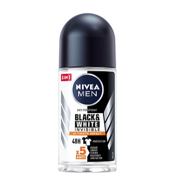 Lăn ngăn mùi NIVEA Black &amp; White 5in1 ngăn vệt ố vàng vượt trội