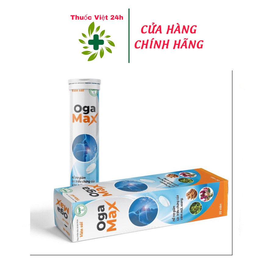 Viên Sủi Oga Max - Hỗ Trợ Giảm Các Triệu Chứng Của Viêm Mũi & Xoang - Hộp 20 viên -Thuốc Việt 24h