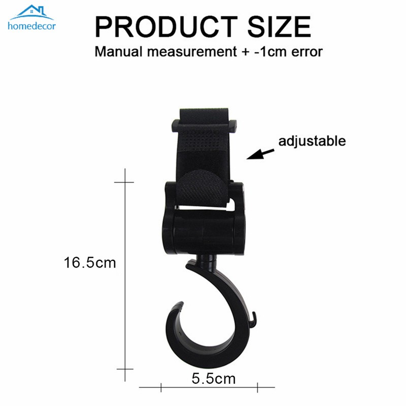 2 Móc Treo Đồ Gắn Xe Đẩy Em Bé Xoay 360 Độ