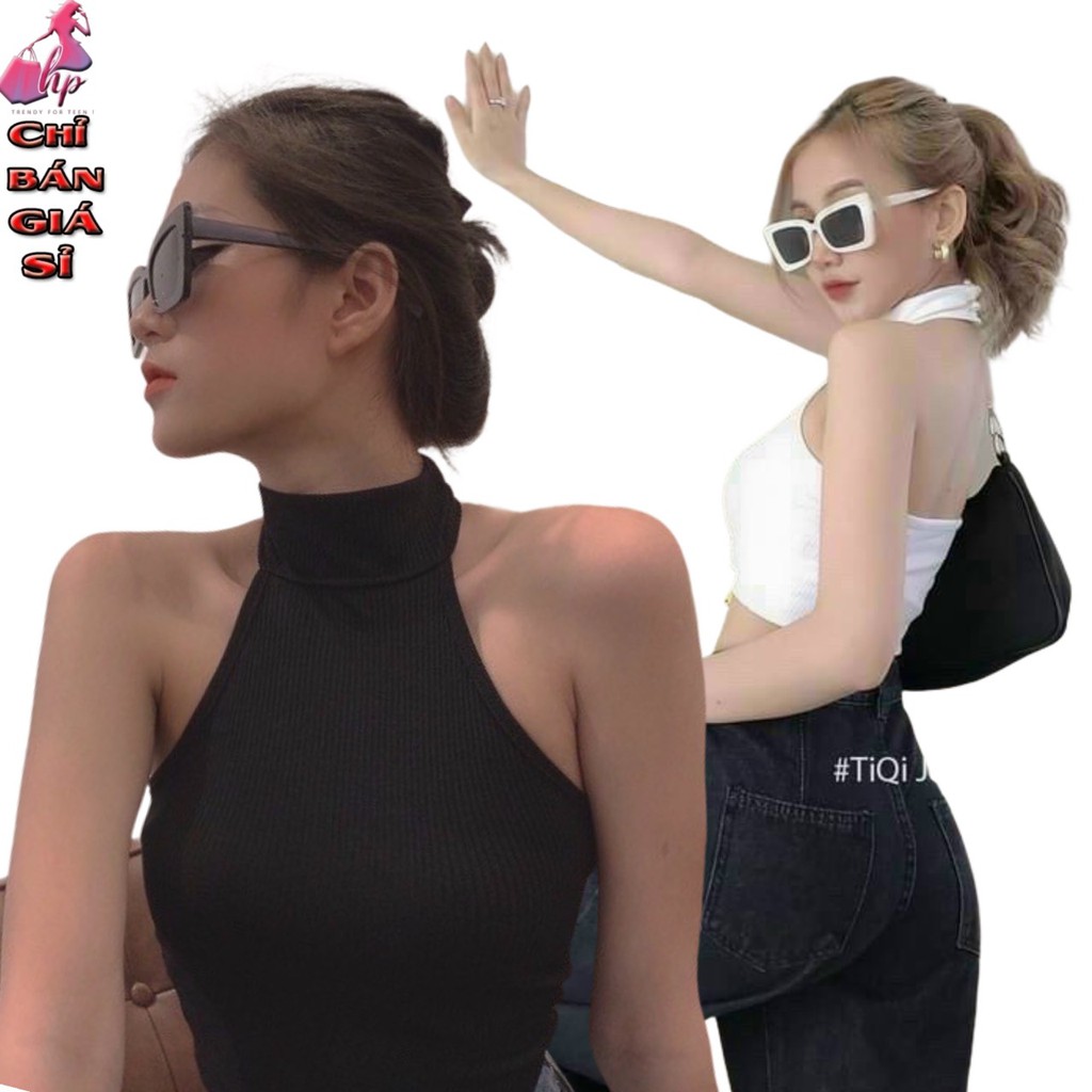 Áo kiểu yếm choàng cổ lọ croptop nữ đẹp ôm body hở lưng cực sexy mẫu mới thời trang 2021-A1