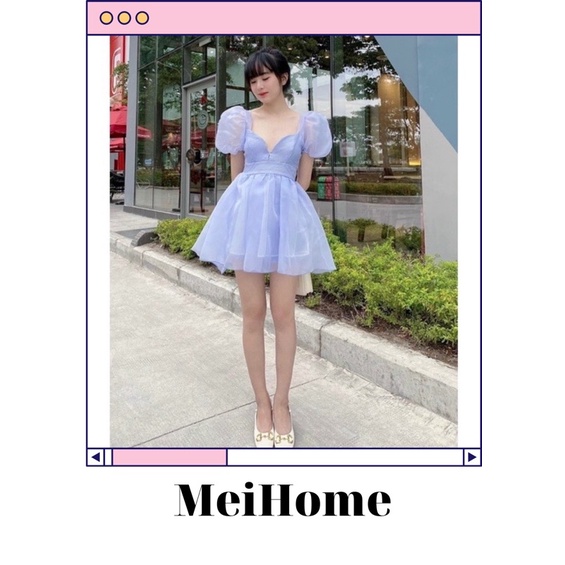 ❤Đầm xanh thiết kế voan kiếng cúp ngực cực xinh MeiHome🥰