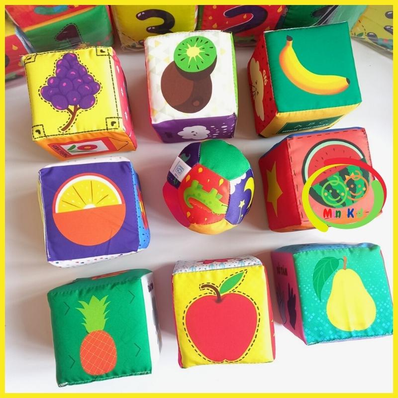 Khối Vải Cho Bé Bộ 8 Đồ Chơi Hình Khối Vui Nhộn Kèm Bóng Xúc Xắc Phát Triển Đa Giác Quan Pipo Minakids SV59