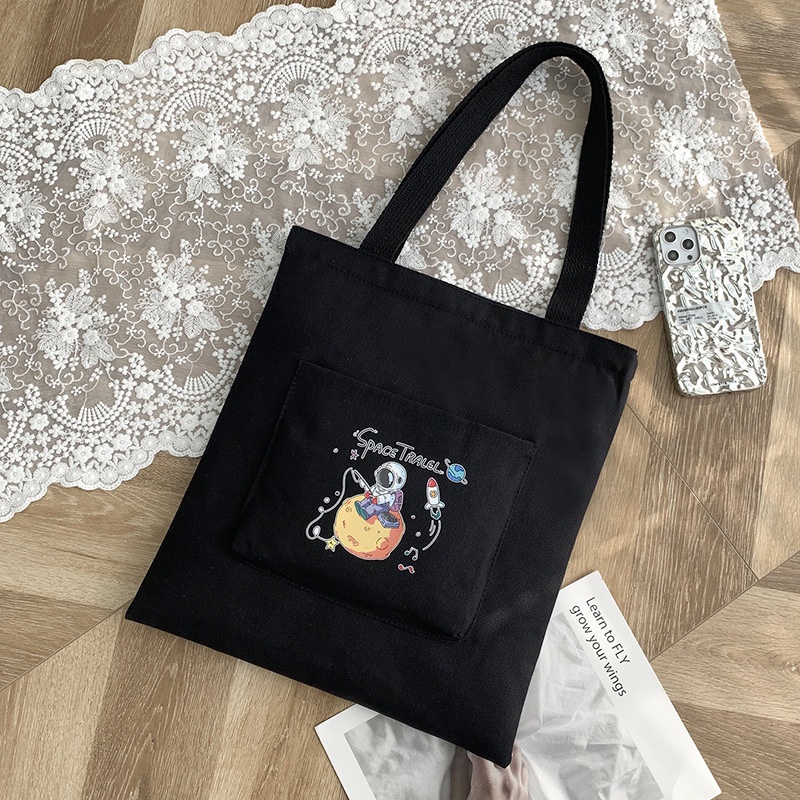 Túi Xách Canvas Sức Chứa Lớn Phong Cách Preppy Dễ Thương TTF260