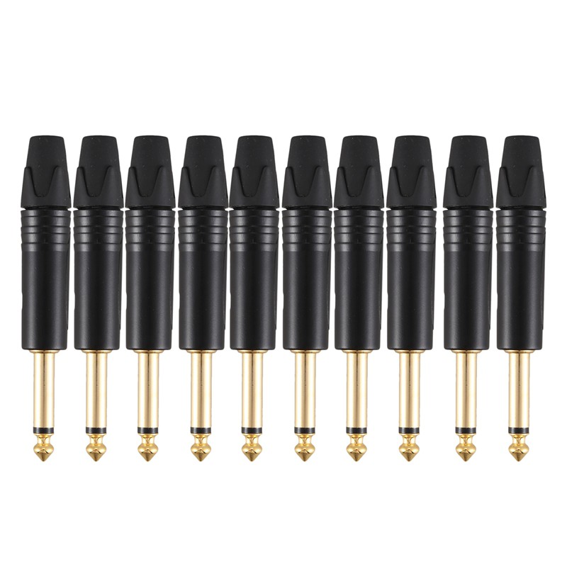 10Pcs Mono 6.35 Mm 6.5Mm Stereo Jack Plug Black