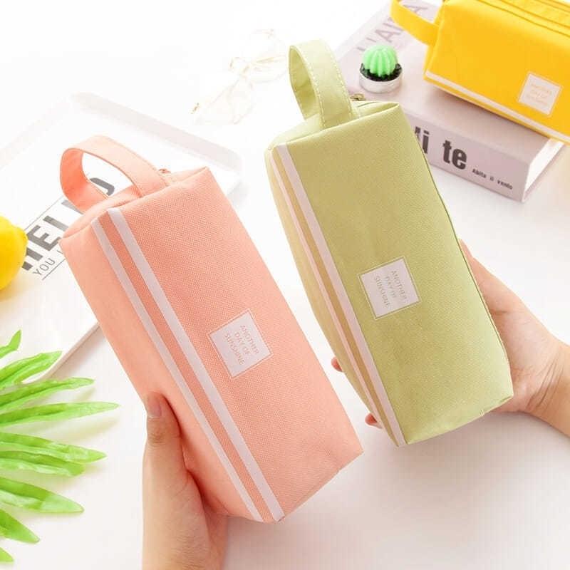 Túi mini nữ, túi đựng bút vải tote hai lớp cao cấp, kèm khóa kéo 7762294