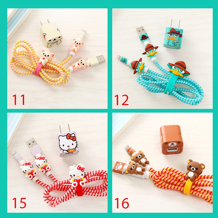 HCM - Bộ decal dán và dây bọc bảo vệ đồ sạc hình Anime mạnh mẽ