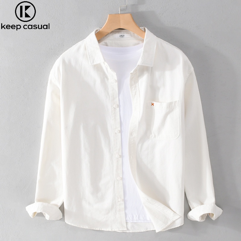 Áo Sơ Mi Cotton Tay Dài Đơn Giản Thời Trang Cho Nam