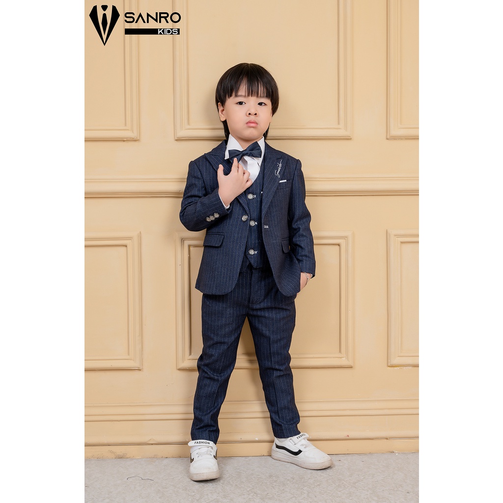 Bộ vest bé trai thiết kế tím than kẻ