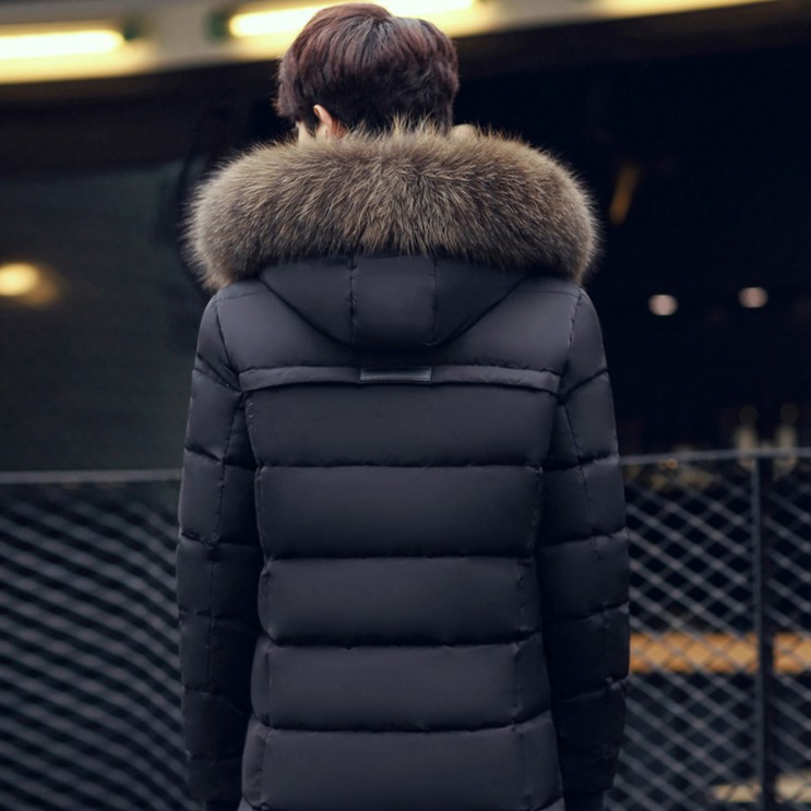 Áo khoác phao nam dáng dài mũ lông aophaonam-AP65 đen | BigBuy360 - bigbuy360.vn