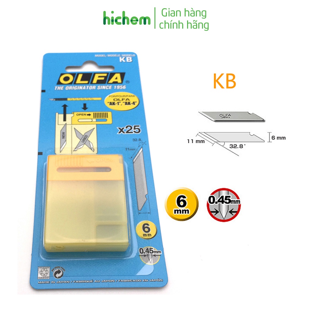 Dao Trổ OLFA AK-1/5B Và Hộp Lưỡi Dao KB 25 Lưỡi Thay Thế