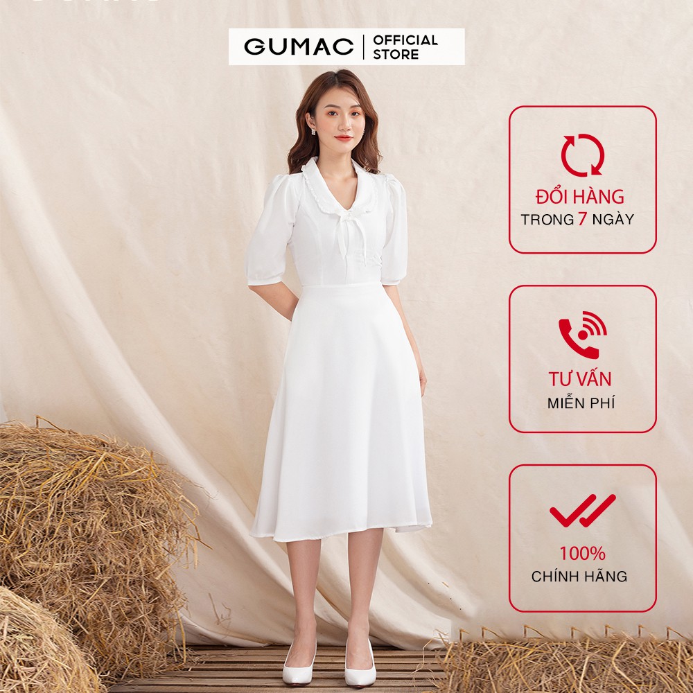 [Mã WABRGU72 giảm 10% tối đa 50k đơn 250k] Đầm nữ phối cổ bèo nhí DA10106 GUMAC