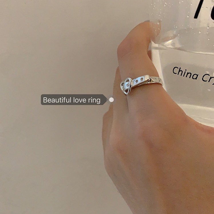 Nhẫn họa tiết thắt lưng tình yêu thiết kế cá tính ngón tay trỏ thời trang