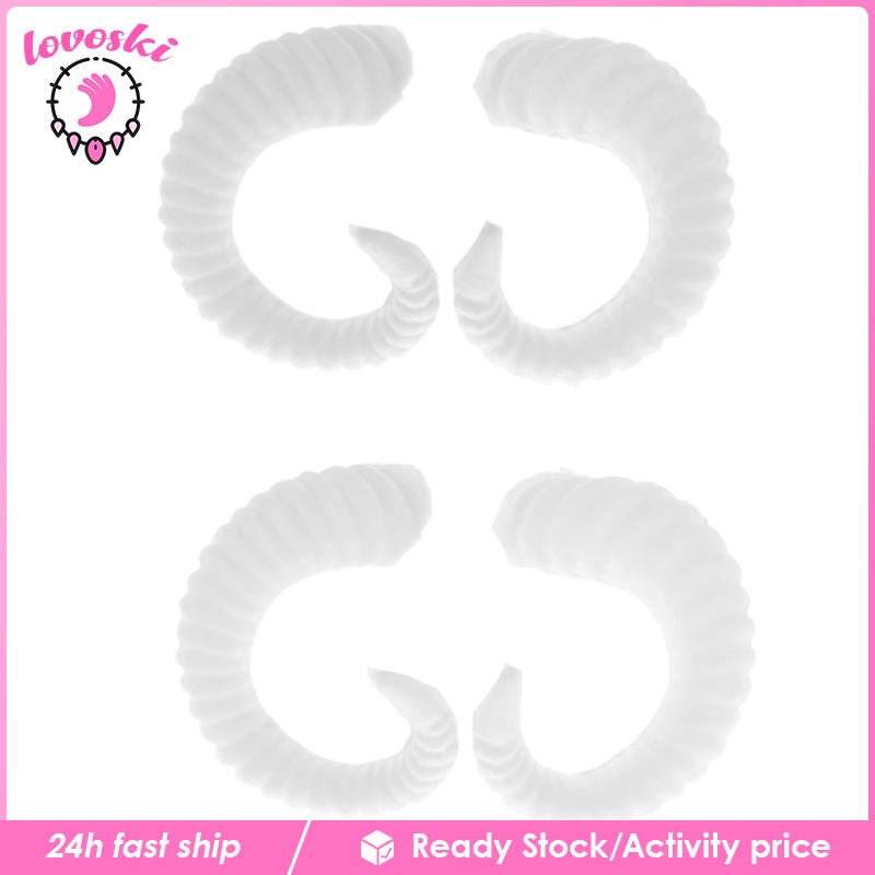 Băng Đô Sừng Cừu Nhân Tạo 3 Inch Hóa Trang Halloween