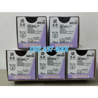 Chỉ vicryl 5/0, w9105, kim tròn; chỉ dài 75cm, màu tím.