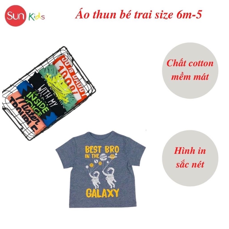 Áo thun bé trai xuất xịn, áo phông cho bé trai, chất cotton, size 6m-5 tuổi - SUNKIDS1