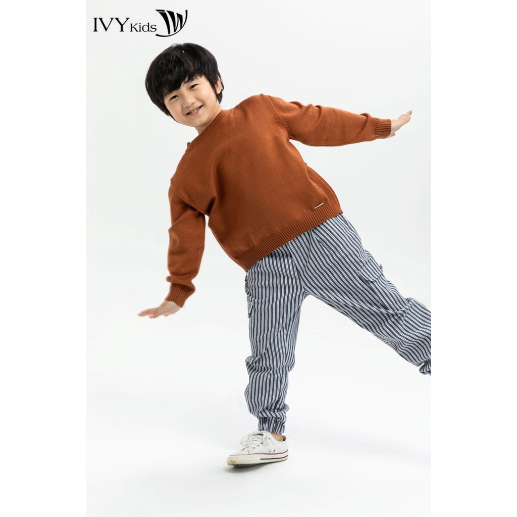 Áo len dây kéo khóa bên gấu bé trai IVY moda MS 58K0773