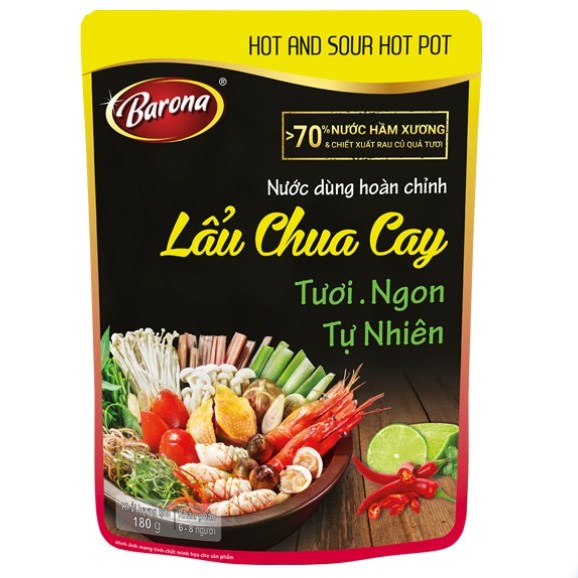 Nước dùng hoàn chỉnh Lẩu chua cay Barona 180g