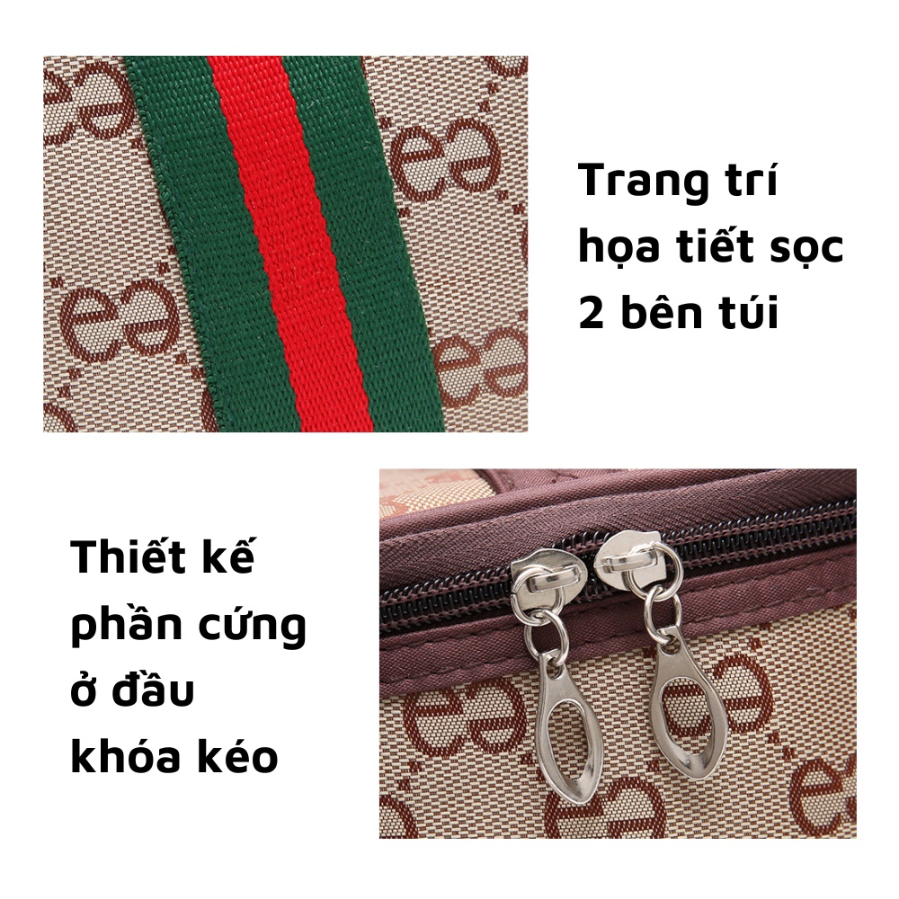 Túi vải đựng mỹ phẩm đồ trang điểm makeup và trang sức du lịch cao cấp họa tiết