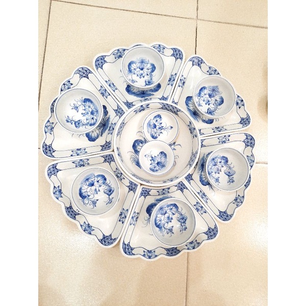 Combo 20 món bát đĩa hoa mặt trời sứ Bát Tràng