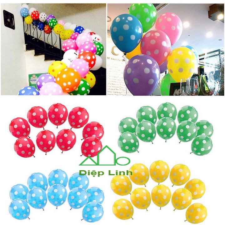 Bong Bóng Chấm Bi 12inch (35cm) Đủ Màu - Bóng Cao Su Chấm Bi Tròn Trang Trí Sinh Nhật, Thôi Nôi, Tiệc Cưới