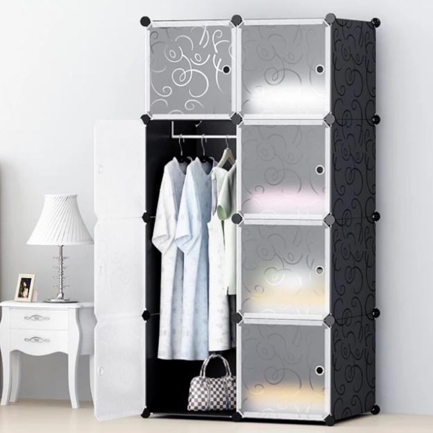 FREESHIP 99K TOÀN QUỐC_TỦ NHỰA QUẦN ÁO LẮP GHÉP 8 Ô SÂU 47cm. Tặng 1 treo đồ