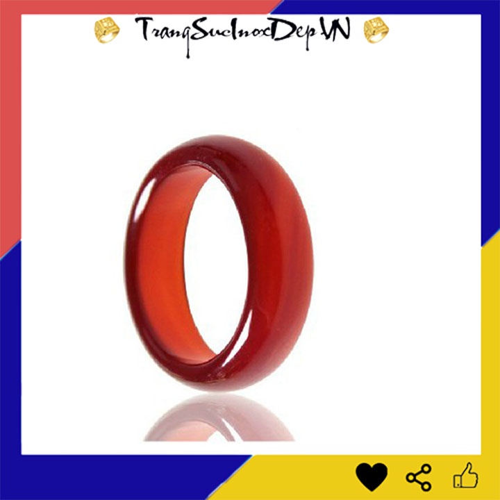 Nhẫn mã não đá đỏ tự nhiên liền khối sáng đẹp, nhiều size dễ chọn, Đeo tay vạn sự may, tặng hộp đựng xinh xắn