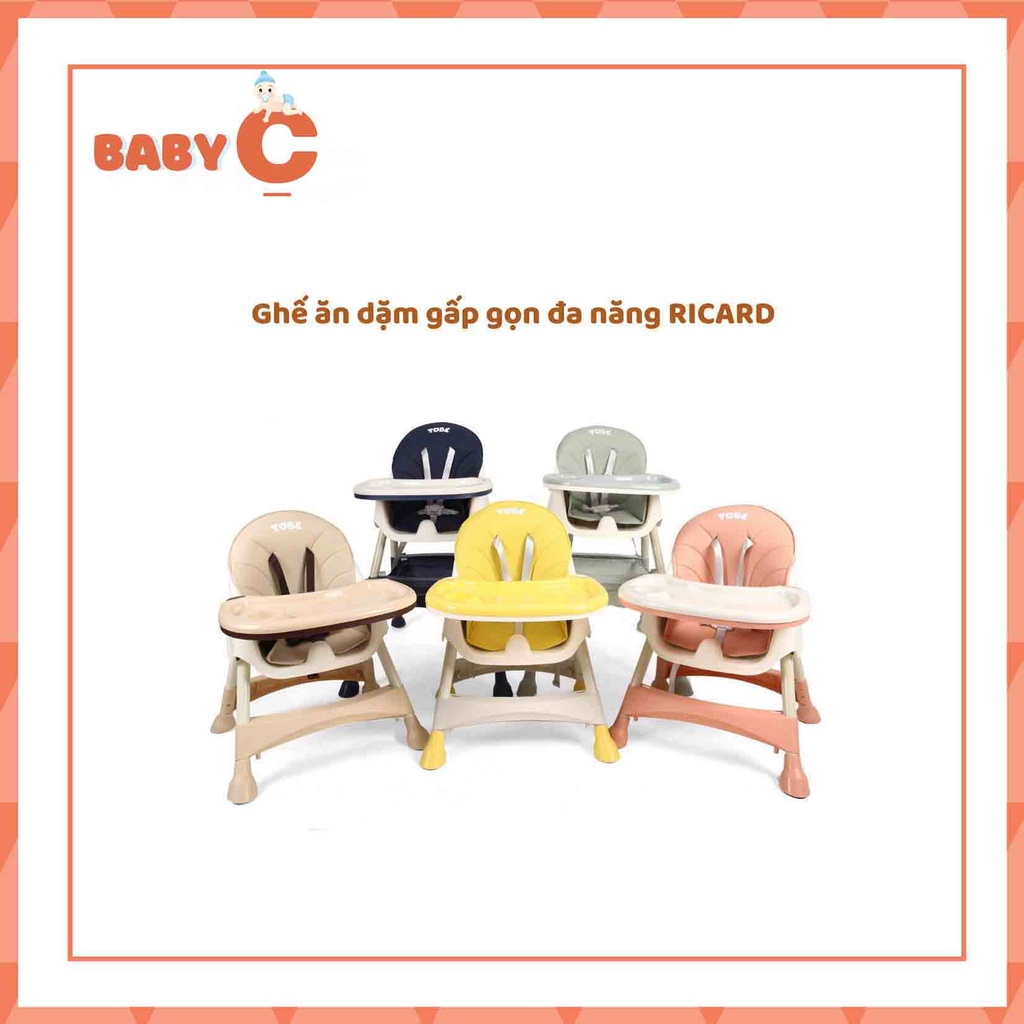 Ghế ăn dặm đa năng chính TOBÉ - Ricard cao cấp có bánh xe hoặc không bánh xe cho bé từ 6 tháng tuổi-BaByC