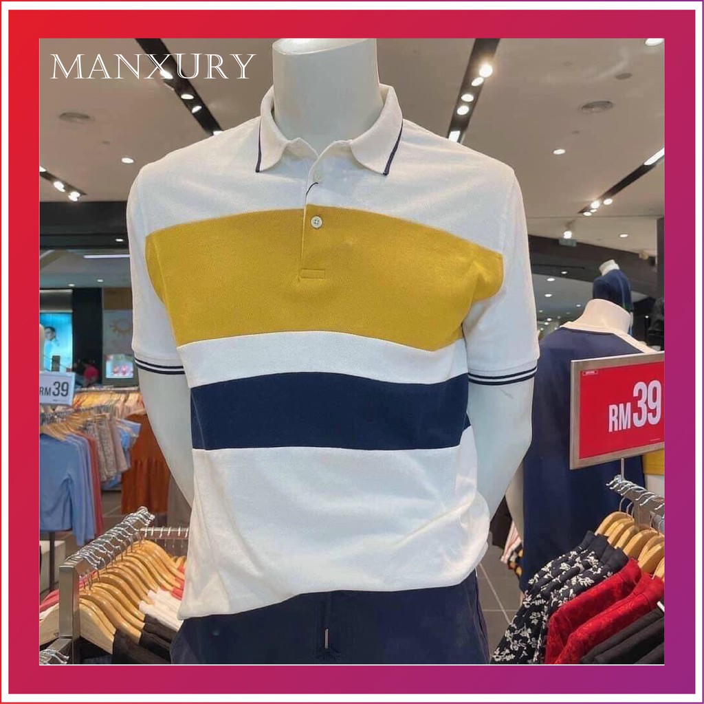Áo Polo Trắng Phối Vàng, Áo Nam Có Cổ Phong Cách Trẻ Trung Mặc Là Đẹp