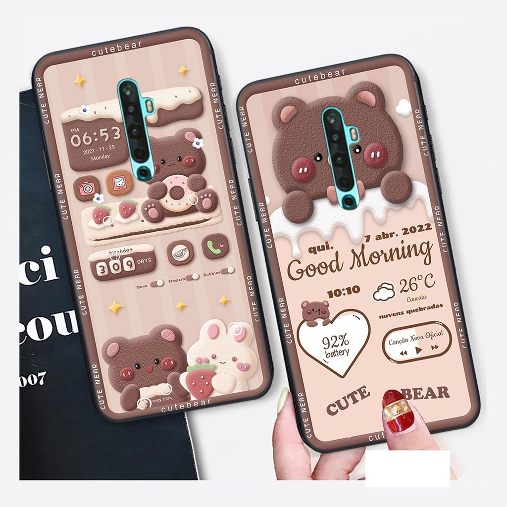 Ốp lưng Oppo RENO 2 / 2F / 2Z in hình Gấu nâu - hồng, Gấu Be@rick  cực CUTE, DỄ THƯƠNG