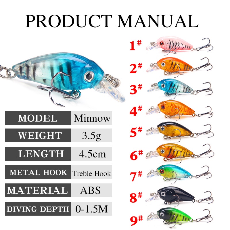 Mồi Câu Cá Nhân Tạo Cứng 4.5cm / 3.5g