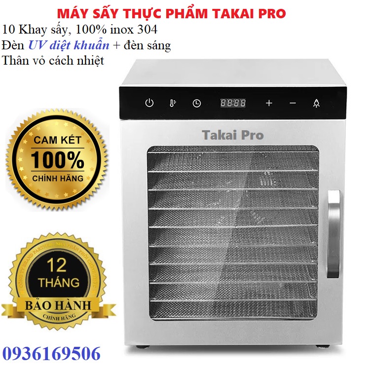 Máy sấy thực phẩm 10 khay Takaipro chính hãng Nhật Bản - Phiên bản 2022 có đèn UV diệt khuẩn- BH 1 năm