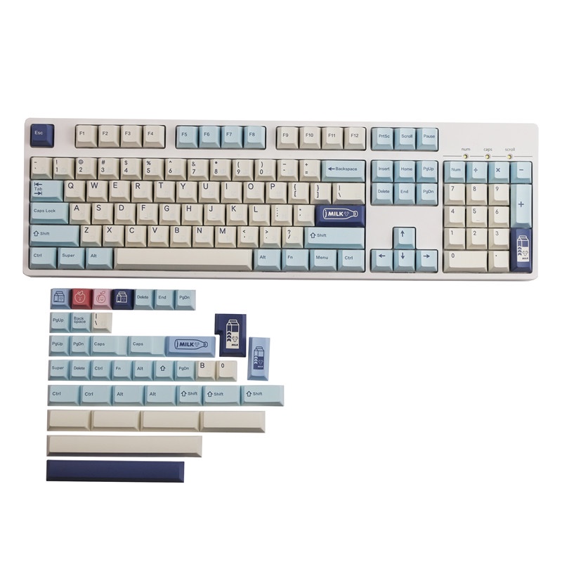 GMK Fruity Milk keycaps, 140 phím keycaps Cherry Profile DYE-SUB Cá nhân hóa GMK Keycaps cho bàn phím cơ