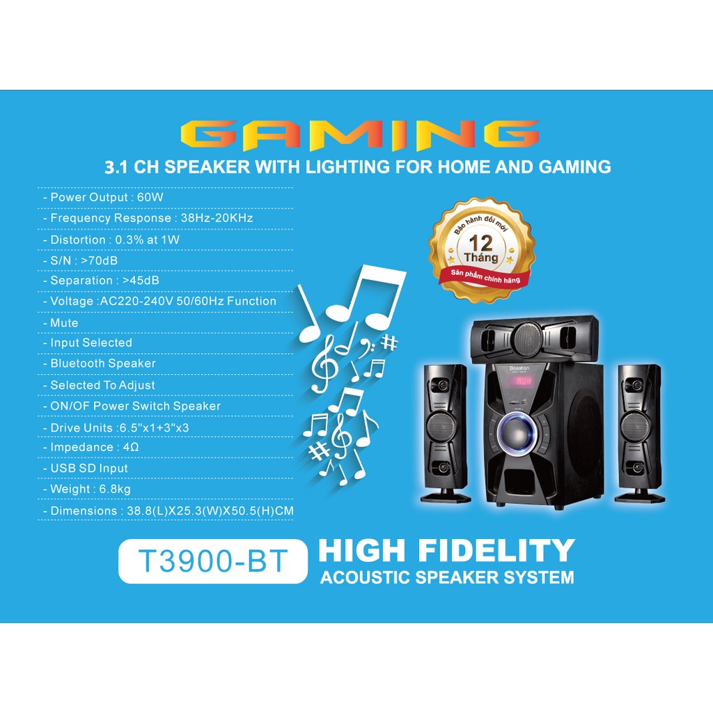 Loa vi tính Bosston bluetooth 5.1 T3800-BT