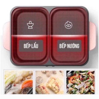 Bếp lẩu nướng 2 ngăn Hàn Quốc, Nồi lẩu 2 in 1 siêu chống dính đa năng_Bảo hành chính hãng 6 tháng