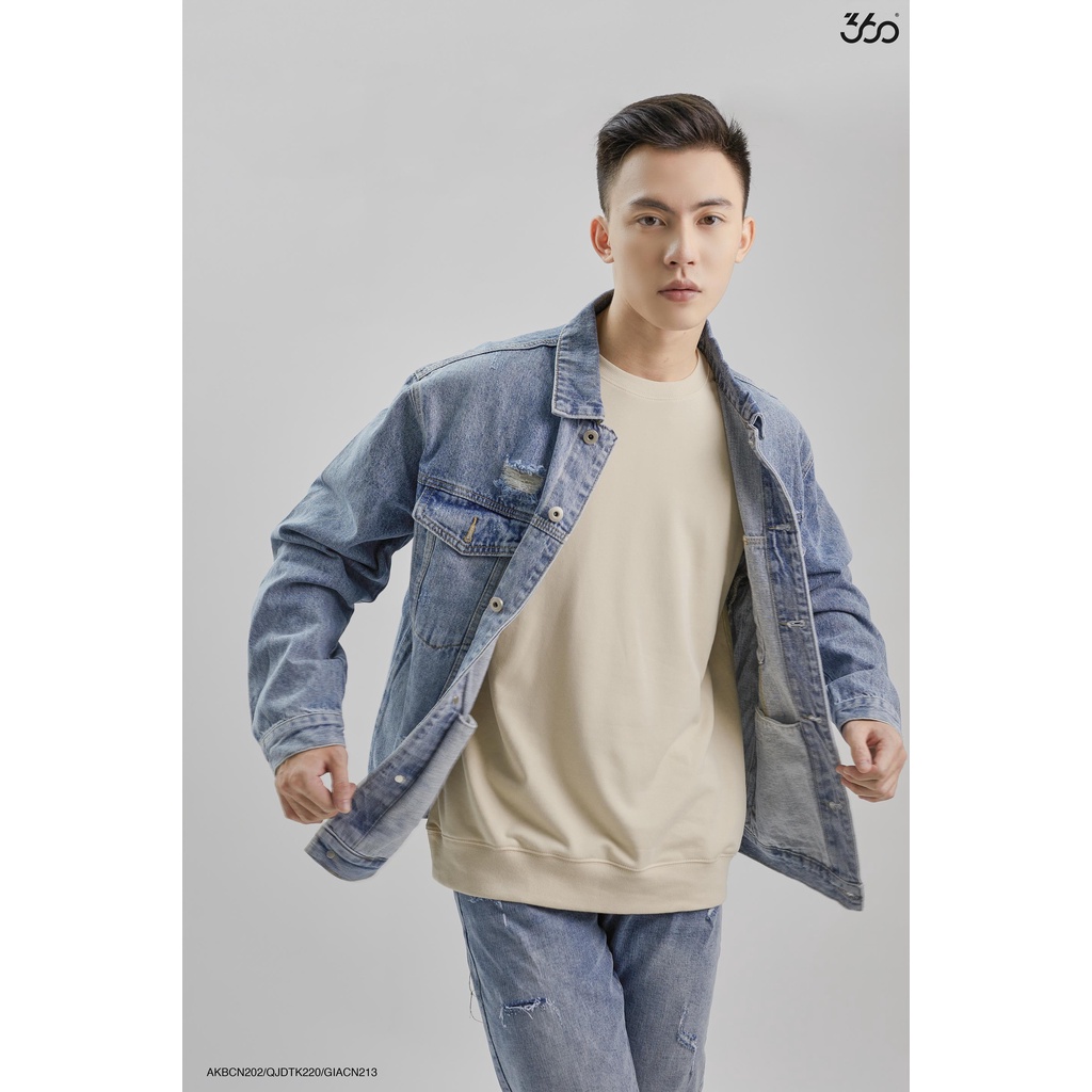 Áo khoác jeans thương hiệu thời trang nam 360Boutique chất liệu cao cấp , phong cách nổi bật - AKBCN